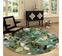 Military Camouflage Plants Leaves Machine Washable Round Area Rug 220 cm, Sage Green Printed Circular Rug Non-slip Carpet - Soft Short Pile Carpet Floor Decorate for Living Room Bedroom Playroom