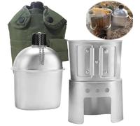 Military Canteen Set of 4, Canteen Cup Stove Pouch Kit, Mess Tins for Camping, Handmade Includes Canteens, Camping Canteens Set, for Outdoor Camping Survival Hiking Backpacking
