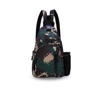 Military Casual Chest Sling Bags with Water Bottle Holder, Lightweight Crossbody Daypack for Outdoor Camping Fishing Hiking(Land camouflage)