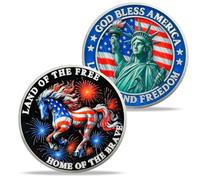 Military Challenge Coins with U.S Flag Horses, Statue of Liberty Army Challenge Coin, Freedom & Hope Veterans Challenge Coin Gift for Commemorating U.S Independence War