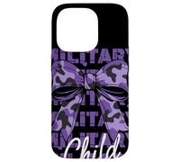 Military Child Purple Camouflage Bow Month Family Support Case for iPhone 14 Pro