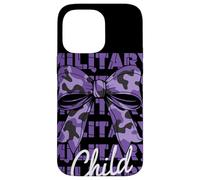 Military Child Purple Camouflage Bow Month Family Support Case for iPhone 14 Pro Max
