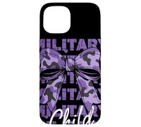 Military Child Purple Camouflage Bow Month Family Support Case for iPhone 15