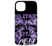 Military Child Purple Camouflage Bow Month Family Support Case for iPhone 15 Plus