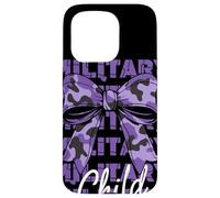 Military Child Purple Camouflage Bow Month Family Support Case for iPhone 15 Pro