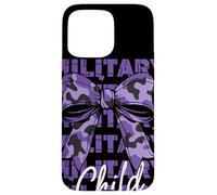 Military Child Purple Camouflage Bow Month Family Support Case for iPhone 15 Pro Max