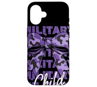 Military Child Purple Camouflage Bow Month Family Support Case for iPhone 16