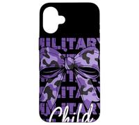 Military Child Purple Camouflage Bow Month Family Support Case for iPhone 16 Plus