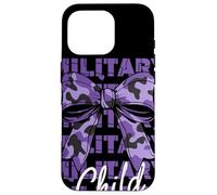 Military Child Purple Camouflage Bow Month Family Support Case for iPhone 16 Pro