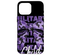 Military Child Purple Camouflage Bow Month Family Support Case for iPhone 16 Pro Max
