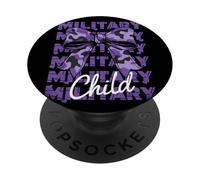 Military Child Purple Camouflage Bow Month Family Support PopSockets Adhesive PopGrip