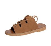 Military Combat Womens Gladiator Strappy Sandals Flats Slides Thong Lace up Dressy Summer Square Toe Roman Shoes Comfortable Flat Beach Open Toe Casual Sandal Footwear for Ladies(Brown,4.5)