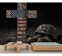 Military Commemorative Mural Military Enthusiast Wallpaper Retro American Wall Mural Art Decor Photo Nursery Bedroom Panoramic Accent Wallpaper (Non-self-Adhesive)