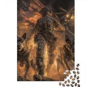 Military Dog Handler Art Print Jigsaw Puzzles Puzzle for Adults Kids. 1000 Pieces Impossible Challenge Toy Educational Game Home Decoration for Adults& Kids Age 14 Years Up 38x26cm/1000pcs