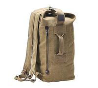 Military Duffel Bag Top Load Double Strap Canvas Backpack Army Travel, upgrade khaki small, Small, Soft