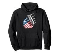 Military Fighter Jet American Flag Flying Formation Pullover Hoodie