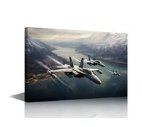 Military Fighter Wall Decorations for Living Room a Group of Fighter Jets Flying Wall Art 1 Piece Fighter Jets Flying in Formation Room Decor Home Decor Wooden Framed Ready to Hang (12''Wx 18''H)
