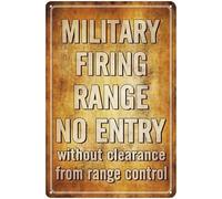 Military Firing Range Signs Vintage Metal Tin Sign Decor World War 2 Memorabilia Posters Thunder Garage Pub Wall 12×8 Inch