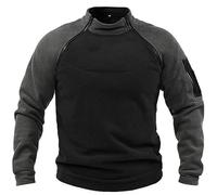 Military Fleece Jacket - Men's Warm Tactical Combat Pullover, Windproof, Grey, L