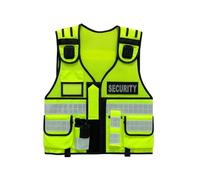 Military Force Tactical Hi-Visibility Mesh Security Vest, Adjustable Size, Multiple Pouches, with 3M Reflective Tape and Body Cam Clips