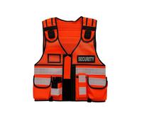 Military Force Tactical Hi-Visibility Mesh Security Vest, Polyester with Nylon Edge, Adjustable Size, Multiple Pouches, 3M Reflective Tape, Body Cam Clips (Orange)