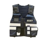 Military Force Tactical Hi-Visibility Mesh Security Vest, Polyester with Nylon Edge, Adjustable Size, Multiple Pouches, 3M Reflective Tape, Body Cam Clips (Navy Blue)