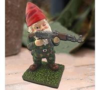 Military Garden Gnomes with Guns Funny Army Gnomes Outdoor Statues Naughty Desktop Indoor Outdoor Lawn Yard Decorations (F)