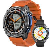 Military GPS Smart Watch with Offline Map: 1.43” AMOLED HD Always-On Display, Altimeter Barometer Compass, Voice Assist, BT Call, 150+ Sports, 4GB Storage, Waterproof, Long Battery Life, Android/iOS