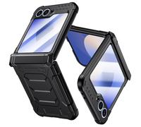 Military-Grade Drop Protection Case for Samsung Galaxy Z Flip6 / Flip7 FE: Shockproof TPU Frame, Hinge Protection, HD Screen Protector, Anti-Slip Rugged Phone Cover for ZFlip6 / ZFlip7 FE - Black