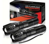 Military Grade Flashlight High Lumen 5 Modes Water Resistant Led Tactical Torch Flash Light, 2 Pack