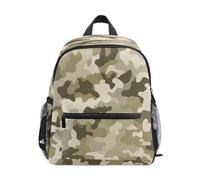 Military Green Camouflage Beige Camouflage Pattern Toddler Backpack, Boy Backpack Preschool Bag Kindergarten Schoolbag Nursery Travel Bag for Girl