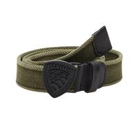 Military Green Technical Fabric and Leather Belt for Men - male - Blauer - Belts - Brown - ONE SIZE - Accessories ONE SIZE