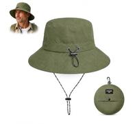 Military Green Waterproof Bucket Hat for Men & Women, Sun Hat, Chin Strap