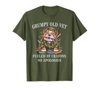 Military Grumpy Old Vet Crayons Fueled NO Apologies Corps T-Shirt