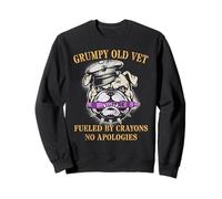 Military GRUMPY OLD VET FUELED BY CRAYONS Officer Grandpa Sweatshirt