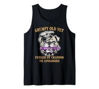 Military Grumpy Old Vet Fueled by Crayons Officer Grandpa Tank Top