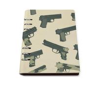 Military Gun Pattern Printed A5 Notebook Binder Refillable Notebook 6 Metal PU Leather Ring Planner Daily Work
