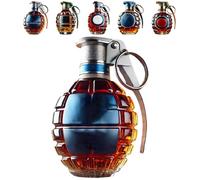 Military Hand Grenade Whiskey Bottle,300ml Engraved Glass Bottle with Eagle Emblem,Army Themed Liquor Container,Durable & Leakproof Patriotic Barware Gift for Him (A)