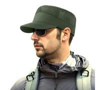 Military Hats for Men - Army Cadet Patrol Cap Short Brim Flat Top Hat Summer Breathable Adjustable