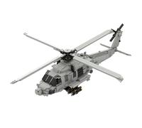 Military Helicopter Construction Kit in Building Block Style with Integrated Gun Tower