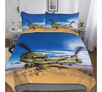 Military Helicopter Duvet Cover Sets Single 3D Printed Microfiber Chinook Helicopter Bedding Set Ultra-Soft Quilt Cover 150 x 200 cm with Zipper Closure and 2 Pillowcases 50x75 cm e.681