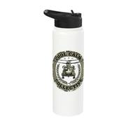 Military Helicopter Patch Cool Calm Collective Aviation Stainless Steel Insulated Water Bottle