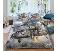 Military Helicopters King Size Duvet Cover Set Modern Warfare Bedding Double Bed Set 3D Print Soft Comfort Microfiber Quilt Cover 220x230 cm with Zipper Closure and 2 Pillowcases j.2278