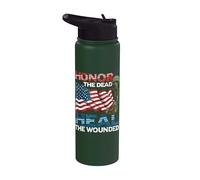 Military Honor the Dead Heal the Wounded Warrior Veteran Stainless Steel Insulated Water Bottle