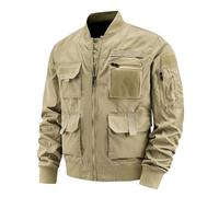 Military Jacket Mens Windproof Cargo Coats Windbreaker Lapel Collar Tactical Combat Jacket Classic Vintage Outwear Full Zip Outdoor Climbing Hiking Military Jackets Coats with Multi Pockets