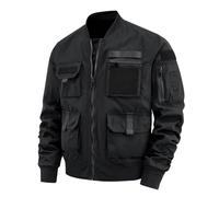 Military Jacket Mens Windproof Cargo Coats Windbreaker Lapel Collar Tactical Combat Jacket Classic Vintage Outwear Full Zip Outdoor Climbing Hiking Military Jackets Coats with Multi Pockets