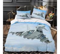 military jet fighter 3D Printing Comforter Cover 3pcs 100% Microfibre Skin-Friendly aerial combat aircraft Duvet Cover 2 Pillow Shams Zippered Closure Lightweight Family Guests Single（140x200cm）