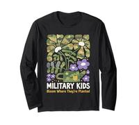 Military Kid Dandelion Bloom Where They're Planted Purple Up Long Sleeve T-Shirt