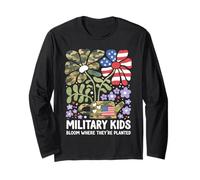 Military Kid Dandelion Bloom Where They're Planted Purple Up Long Sleeve T-Shirt