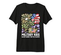 Military Kid Dandelion Bloom Where They're Planted Purple Up Premium T-Shirt